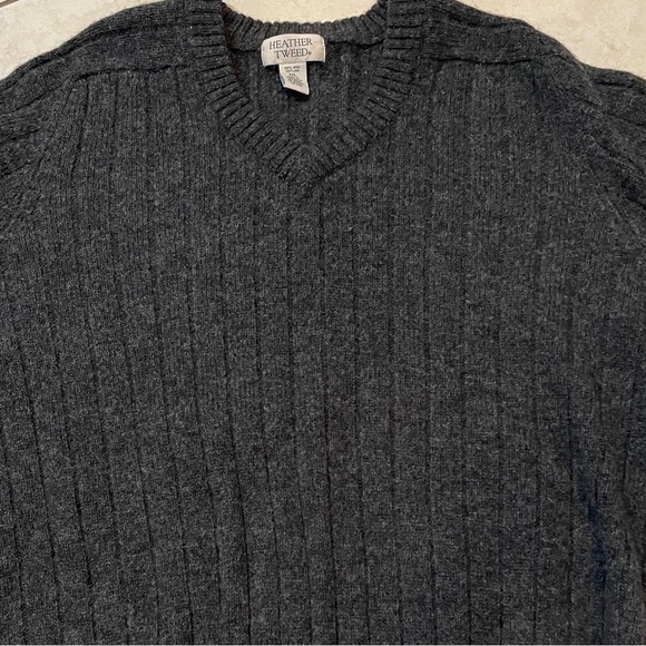 Heather Tweed Gray Unisex 100% Wool Sweater Size XXL - Picture 3 of 5